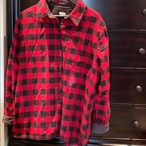 LL Bean Buffalo plaid polar fleece lined button up